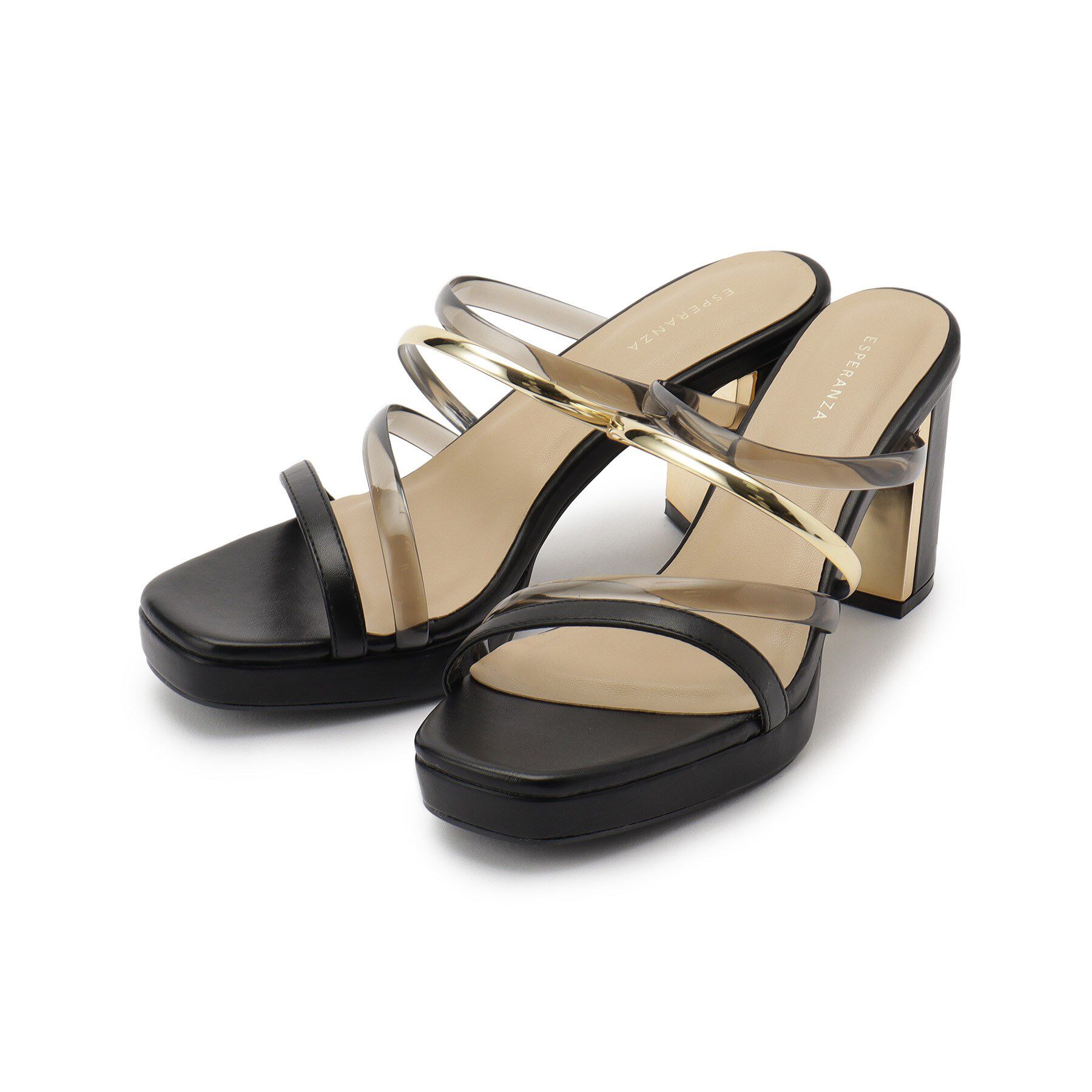 ESPERANZA「クリア&times;メタリックラインコンビヒールサンダル」|サンダル|