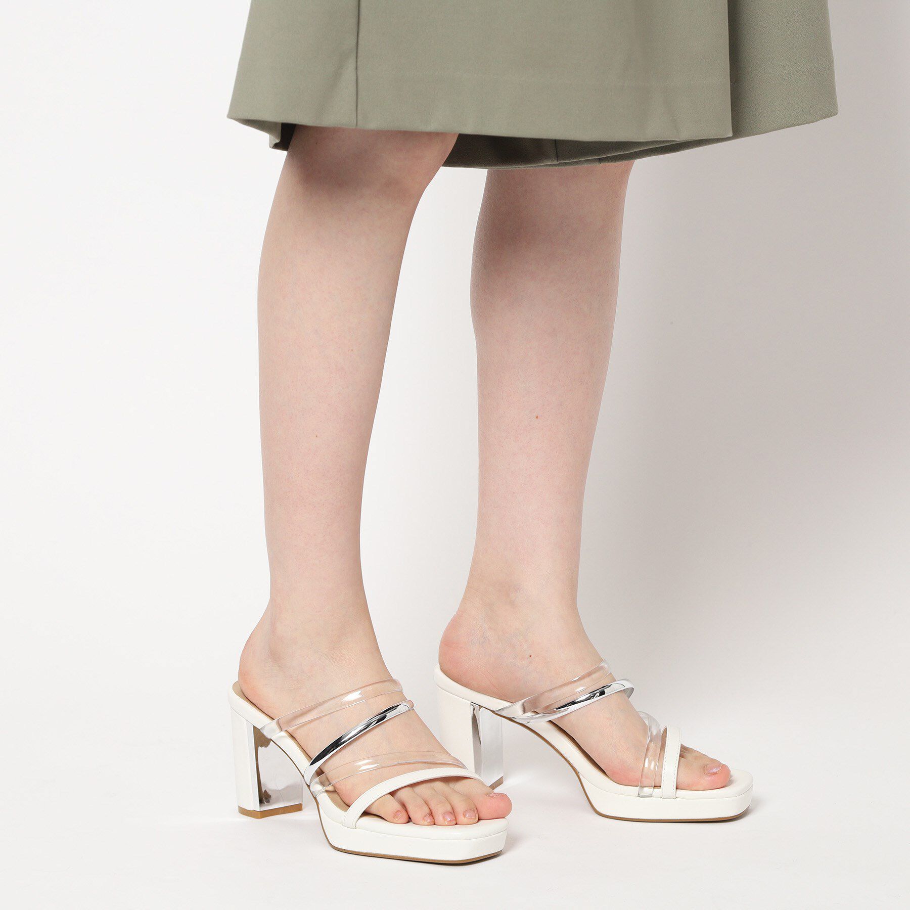 ESPERANZA「クリア&times;メタリックラインコンビヒールサンダル」|サンダル|