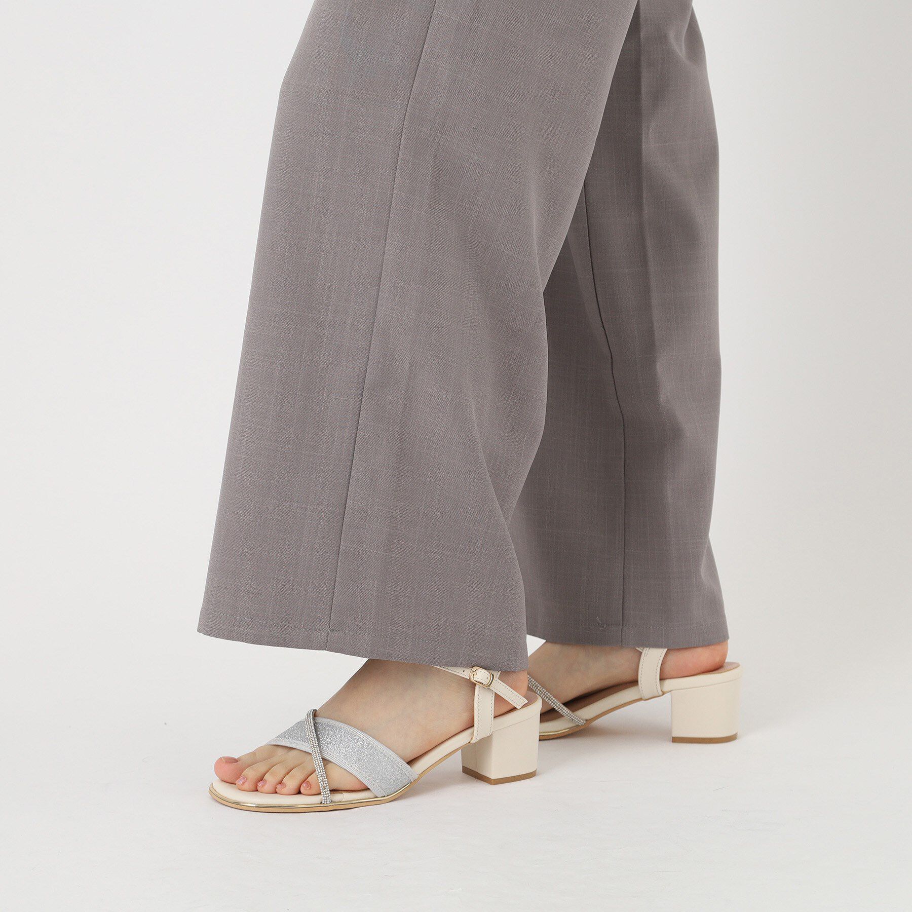 ESPERANZA「ラメ&times;ラインストーンスクエアトゥサンダル」|サンダル|