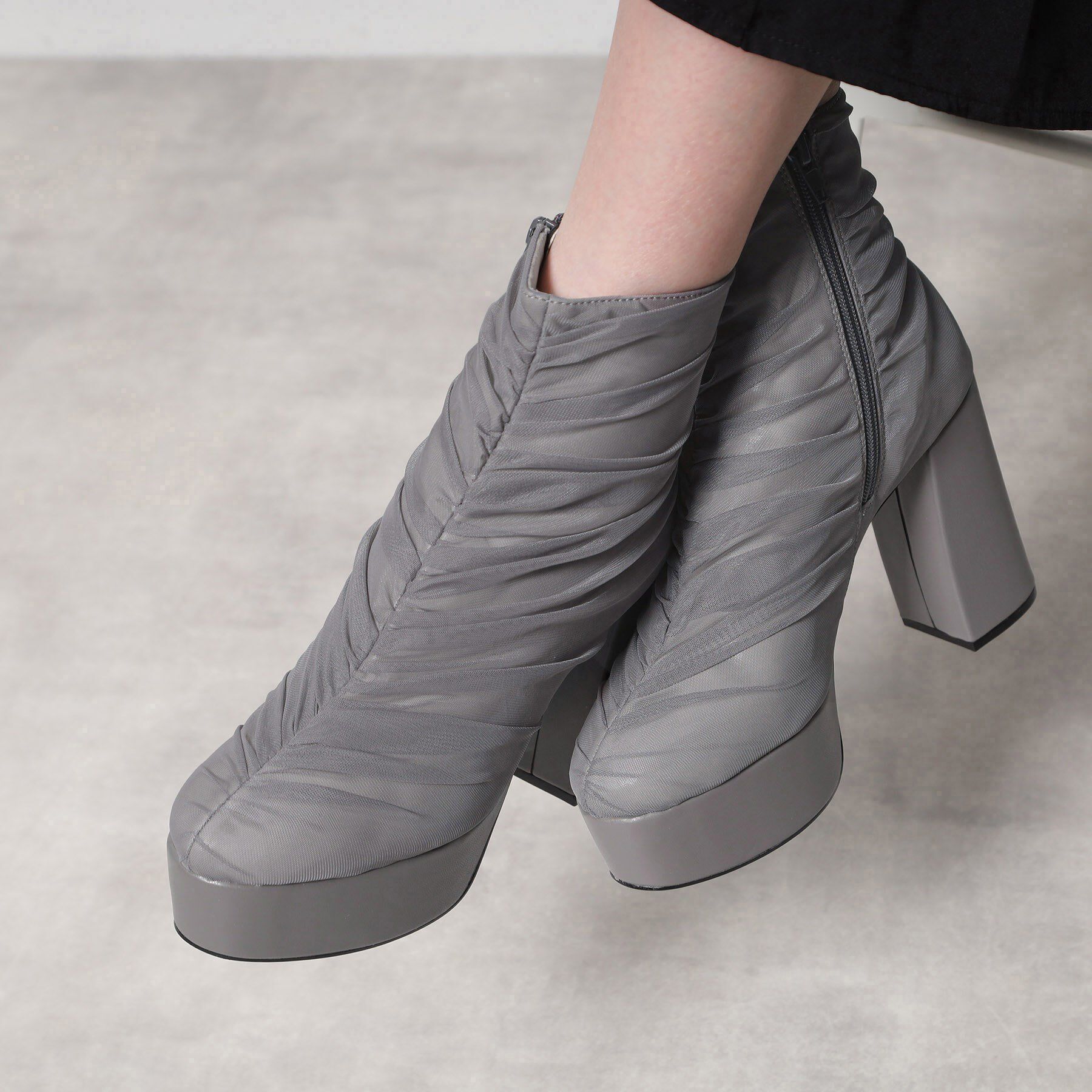 ESPERANZA「【ラク盛り／ショートブーツ】リピーター続出／脚長美脚 厚底シャーリングブーツ」|ショートブーツ|