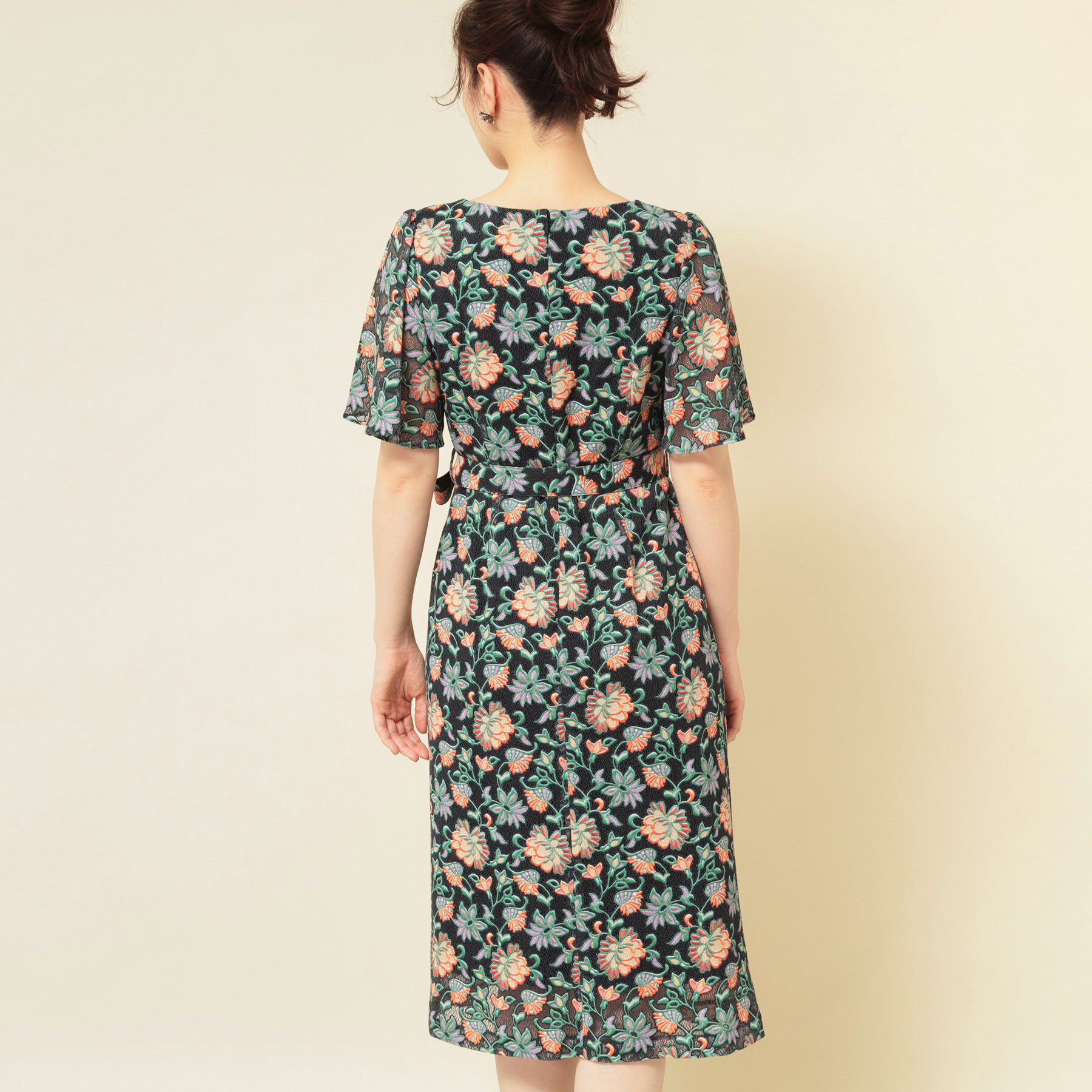 SunaUna「【オパール加工レース／リボン付き】フィット＆フレアワンピース」|ワンピース|