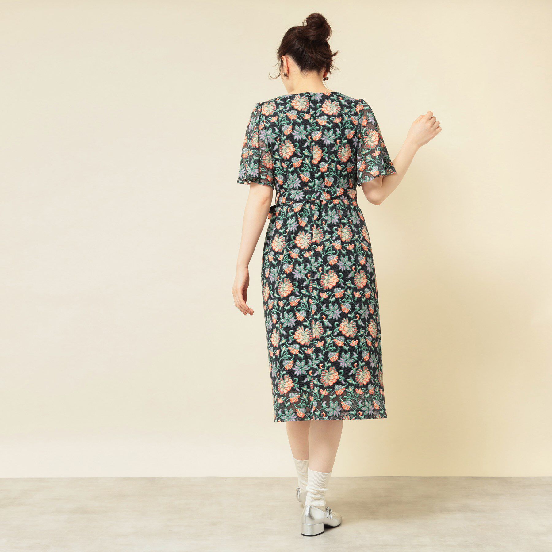 SunaUna「【オパール加工レース／リボン付き】フィット＆フレアワンピース」|ワンピース|