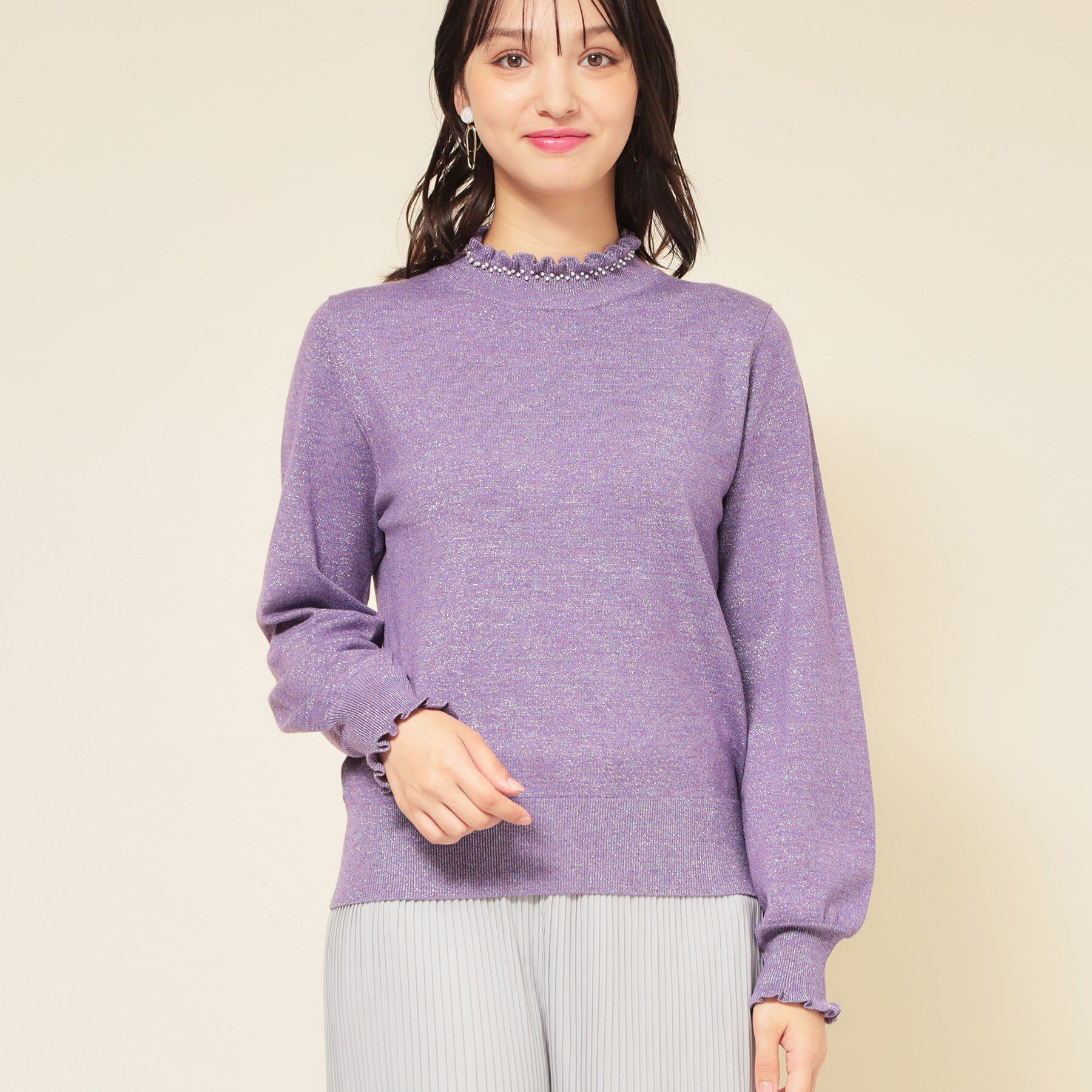 SunaUna「【SS～Lサイズ展開／6色展開】パール調ニット」|ニット・セーター|