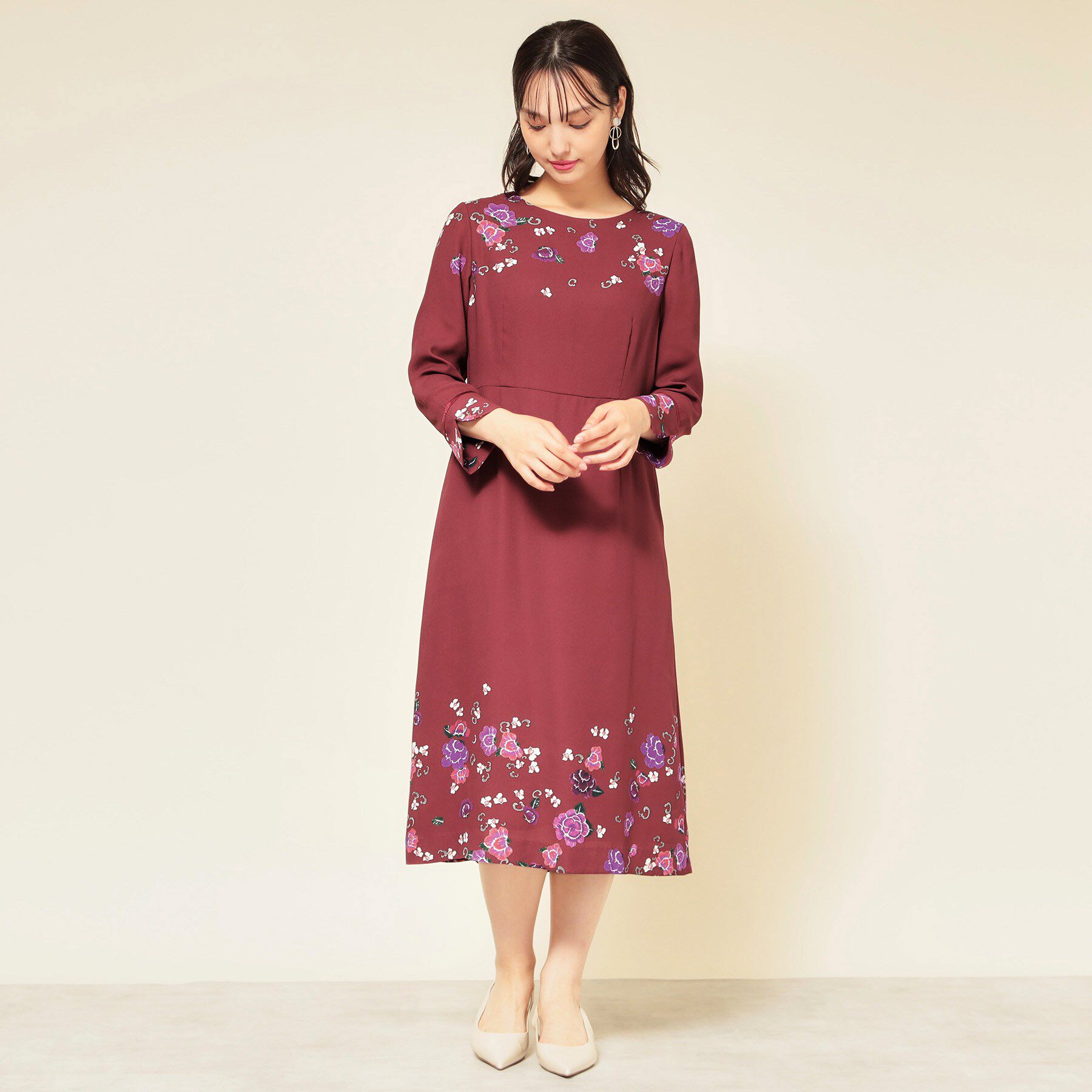 SunaUna「【co creation and yours／SS～L】花柄パネルワンピース」|ワンピース|