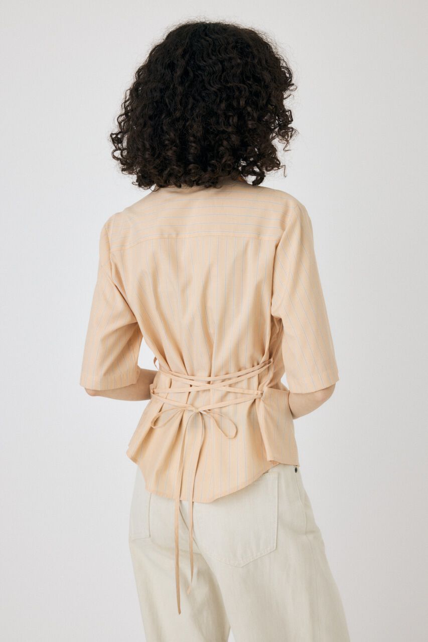 MOUSSY「STRIPE BACK LACE UP シャツ」|シャツ・ブラウス|
