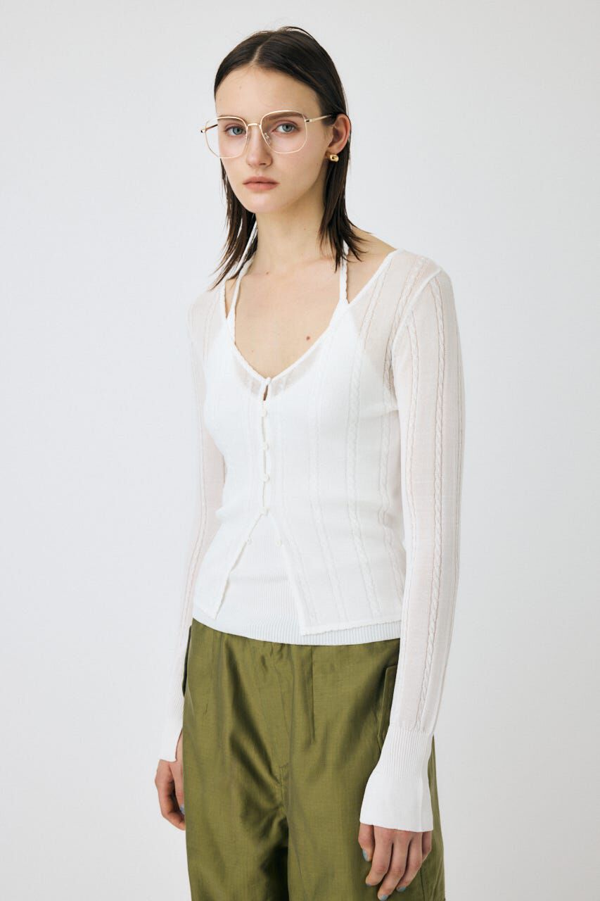 MOUSSY「SHEER CABLE カーディガン」|カーディガン|