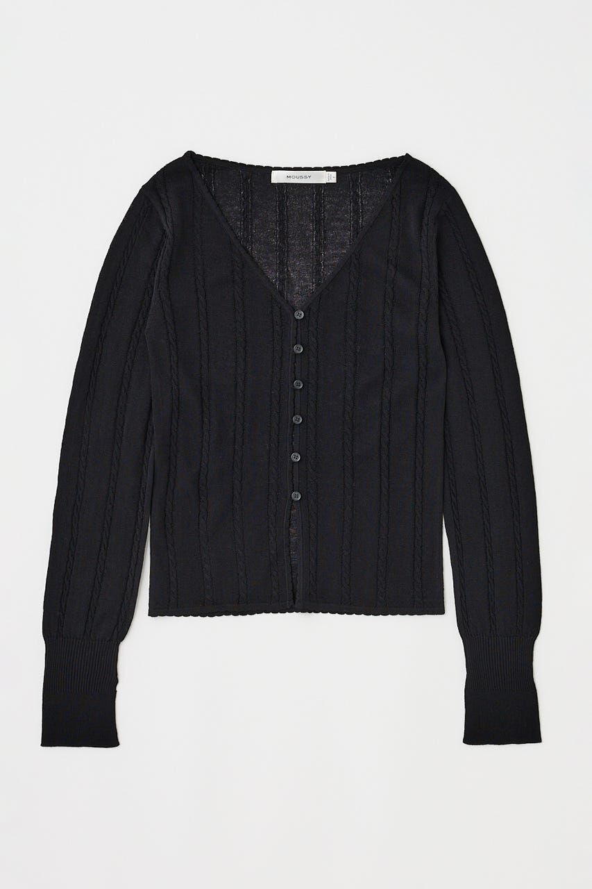 MOUSSY「SHEER CABLE カーディガン」|カーディガン|