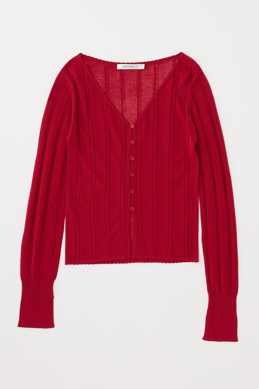 MOUSSY「SHEER CABLE カーディガン」|カーディガン|