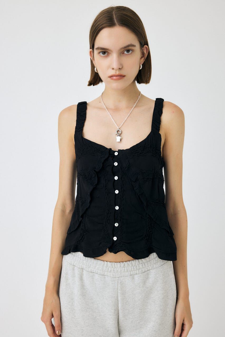 MOUSSY「BUTTON UP SMOCKING キャミ」|キャミソール|