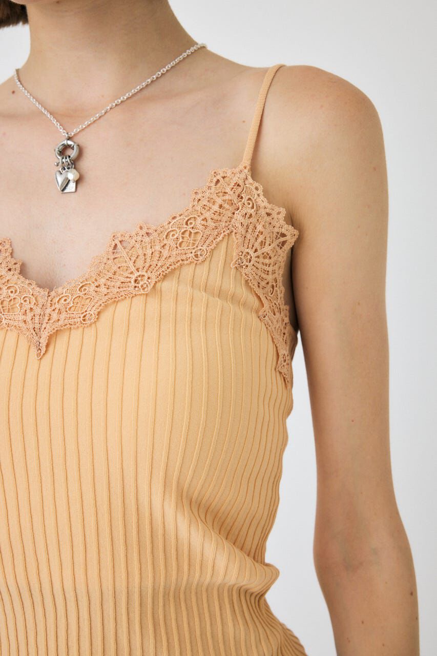 MOUSSY「LACE TRIM RIB キャミソール」|キャミソール|