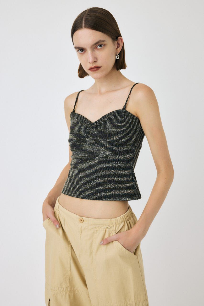 MOUSSY「BOUCLE TWEED キャミ」|キャミソール|柄BLK5