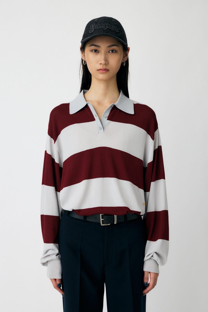 MOUSSY「BORDER KNIT ポロ」|ニット・セーター|