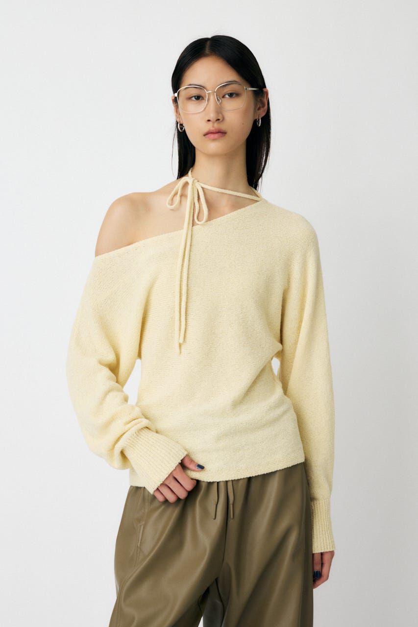 MOUSSY「ONE SHOULDER ニットトップス」|ニット・セーター|O/WHT1
