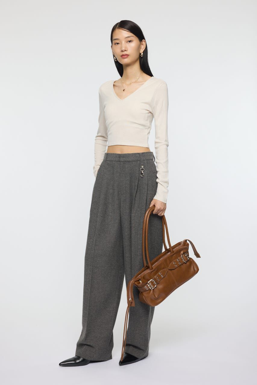 MOUSSY「DEEP V CUP ロングスリーブTEE」|Tシャツ・カットソー|