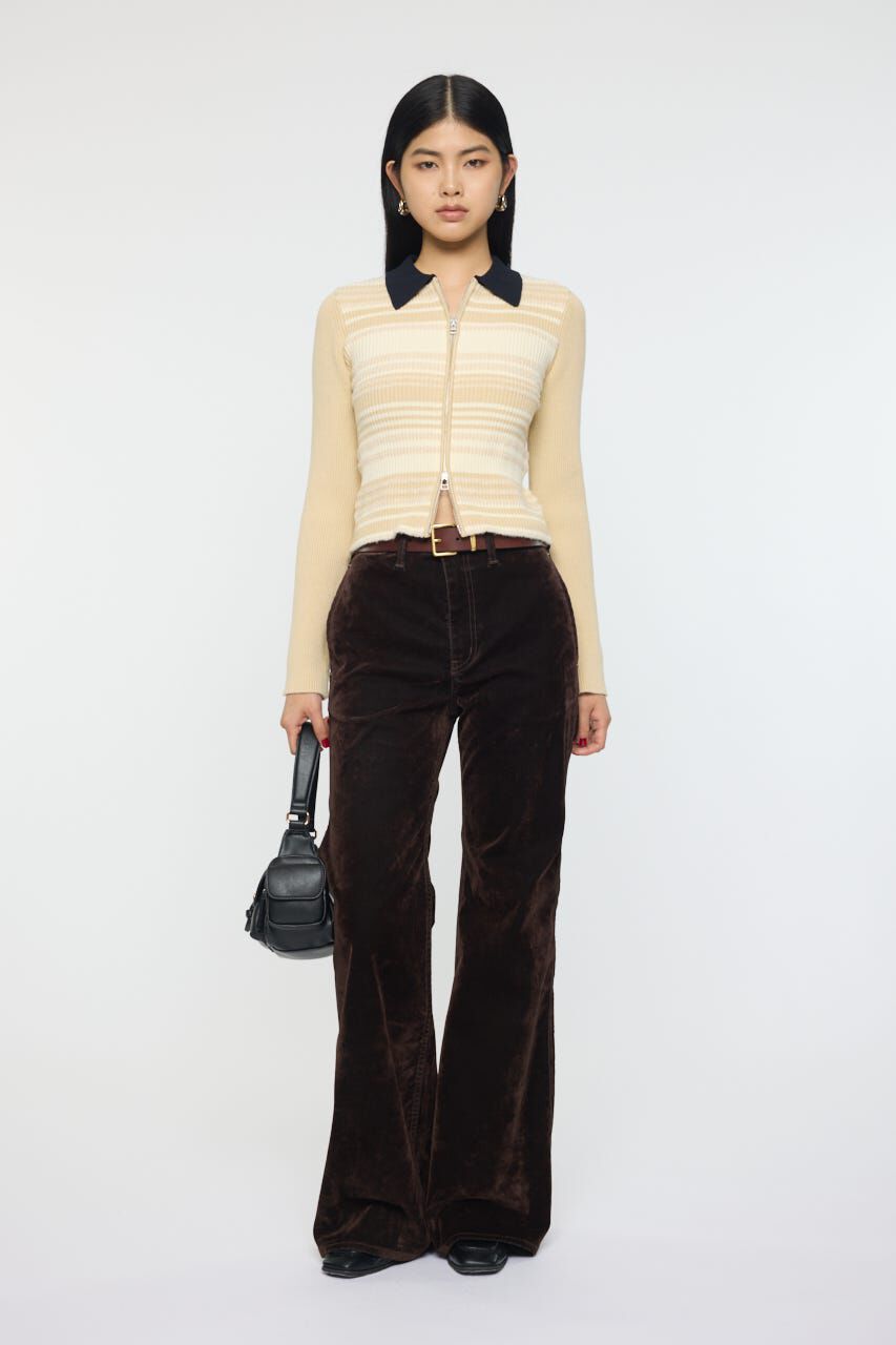 MOUSSY「STRIPE ZIP UP KNIT シャツ」|シャツ・ブラウス|