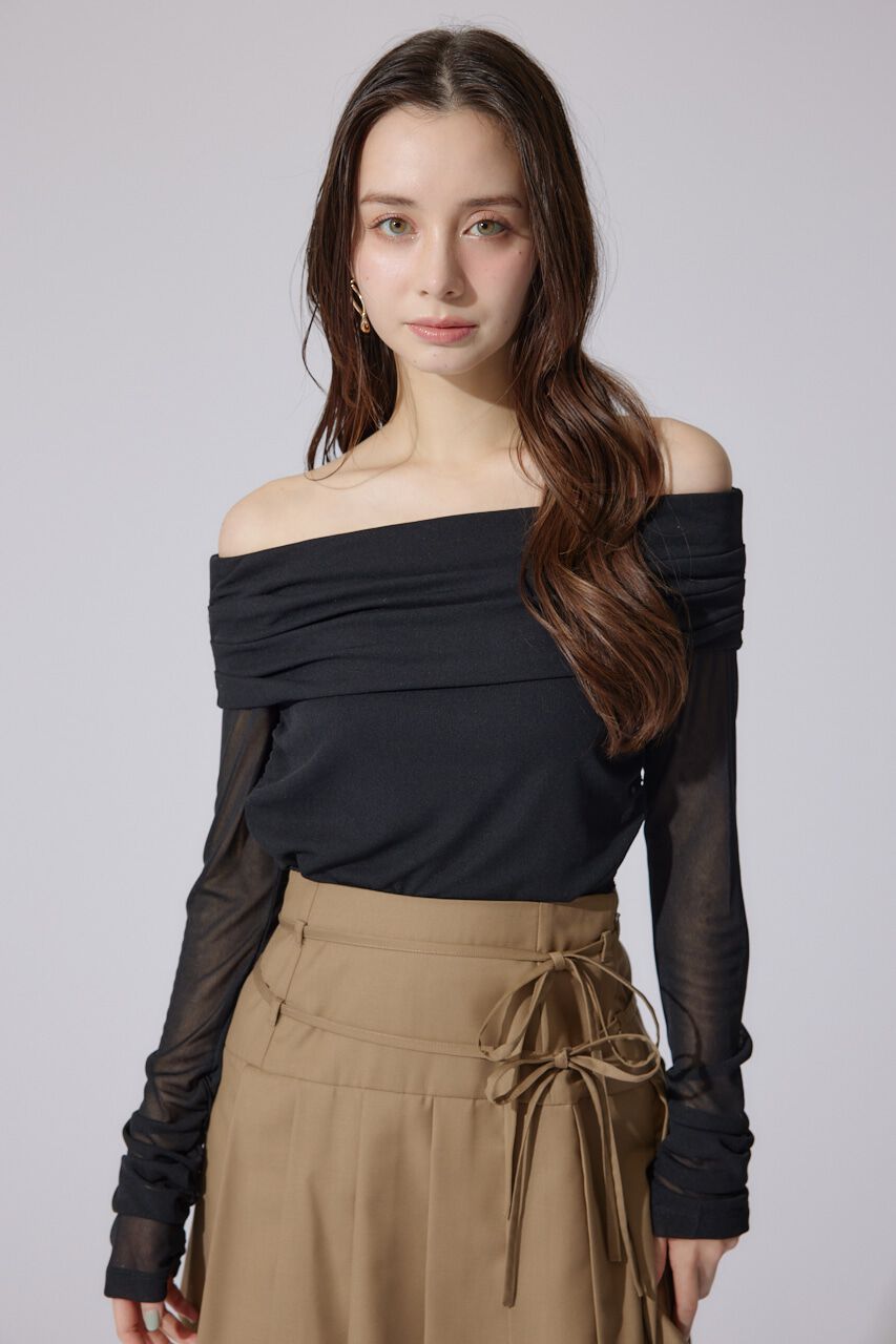 rienda「オフショルレディーシアートップス」|Tシャツ・カットソー|BLK