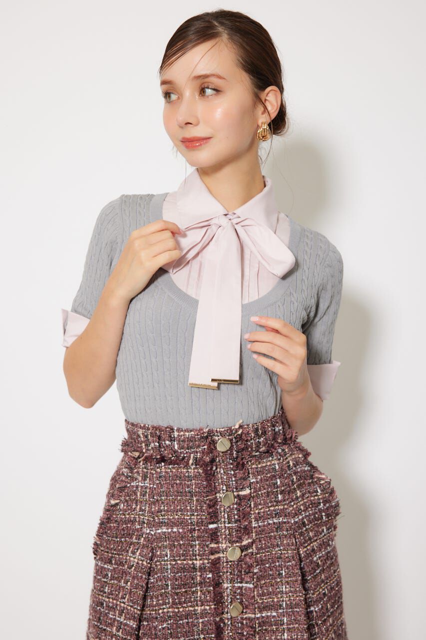 rienda「シャツドッキングハーフスリーブトップス」|ニット・セーター|