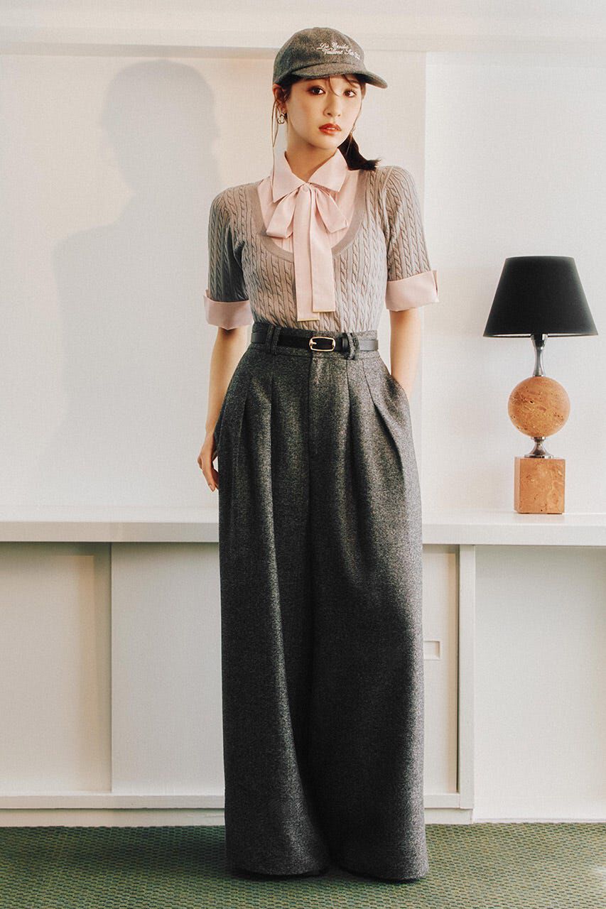 rienda「ハイウエストワイドフレアパンツ」|その他|GRY