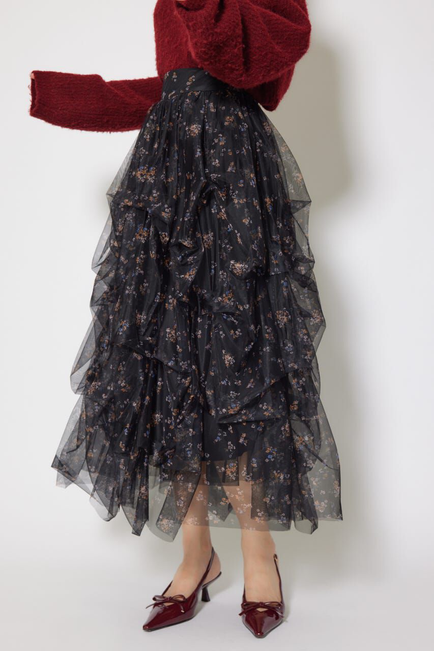 rienda「ランダムタックチュールスカート」|スカート|