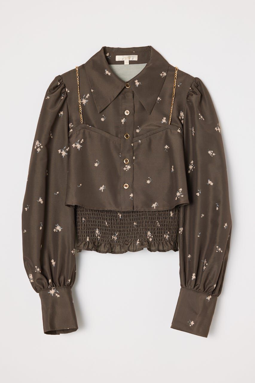 rienda「チェーンデザインシャーリングブラウス」|シャツ・ブラウス|