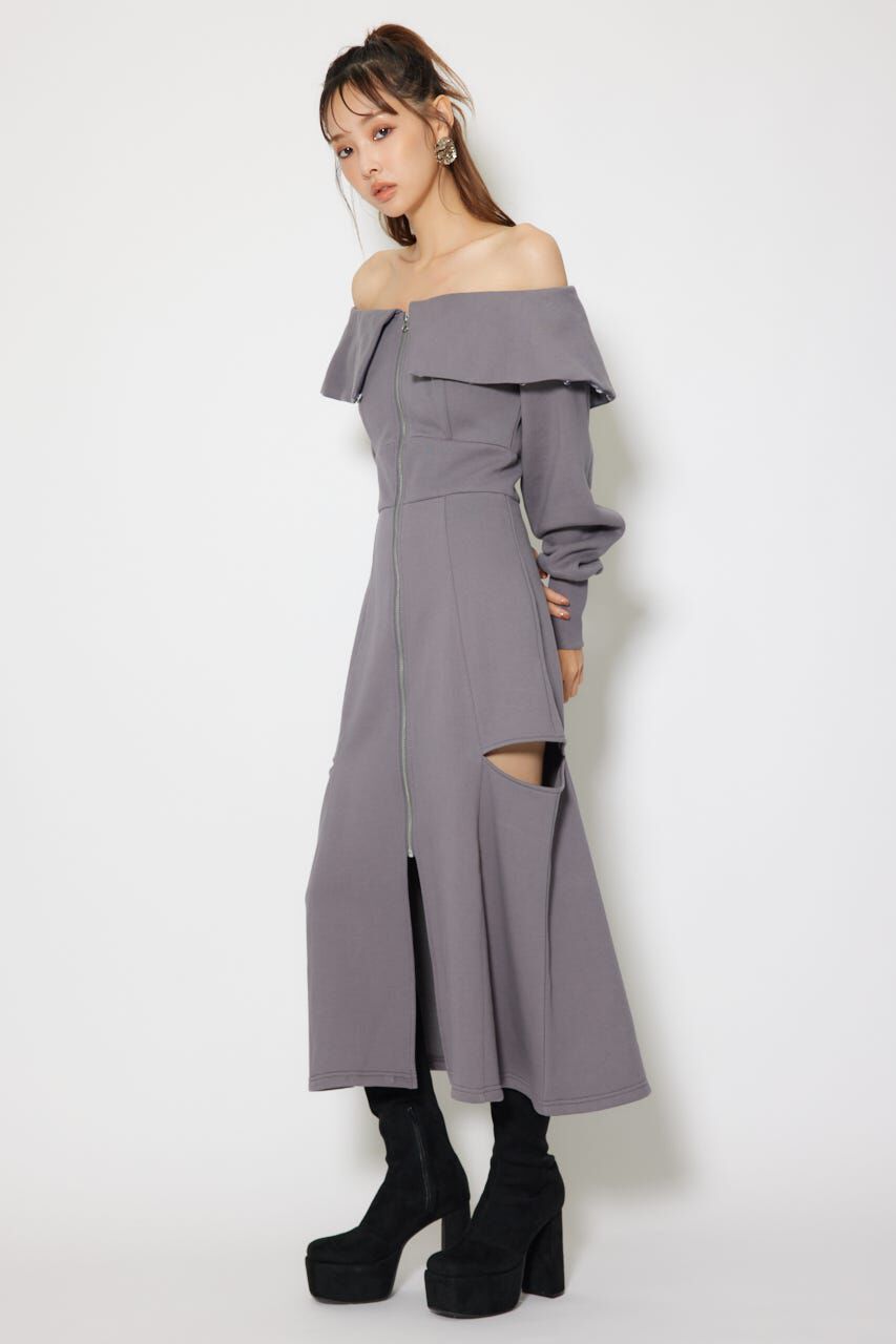 rienda「フェイクファー付きカッティング裏起毛ワンピース」|ワンピース|