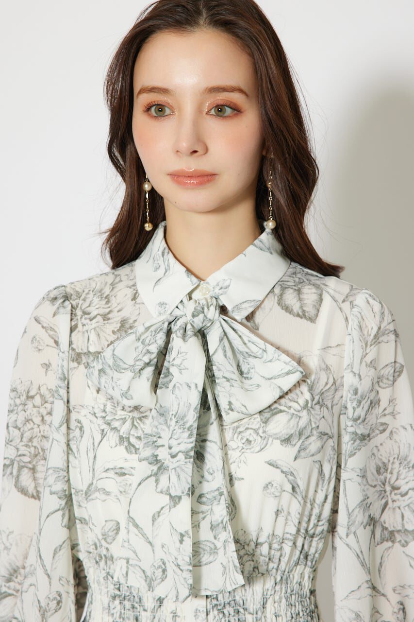 rienda「ラインフラワーボウタイワンピース」|ワンピース|