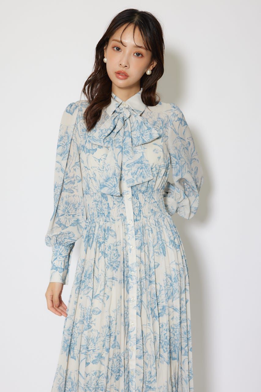 rienda「ラインフラワーボウタイワンピース」|ワンピース|