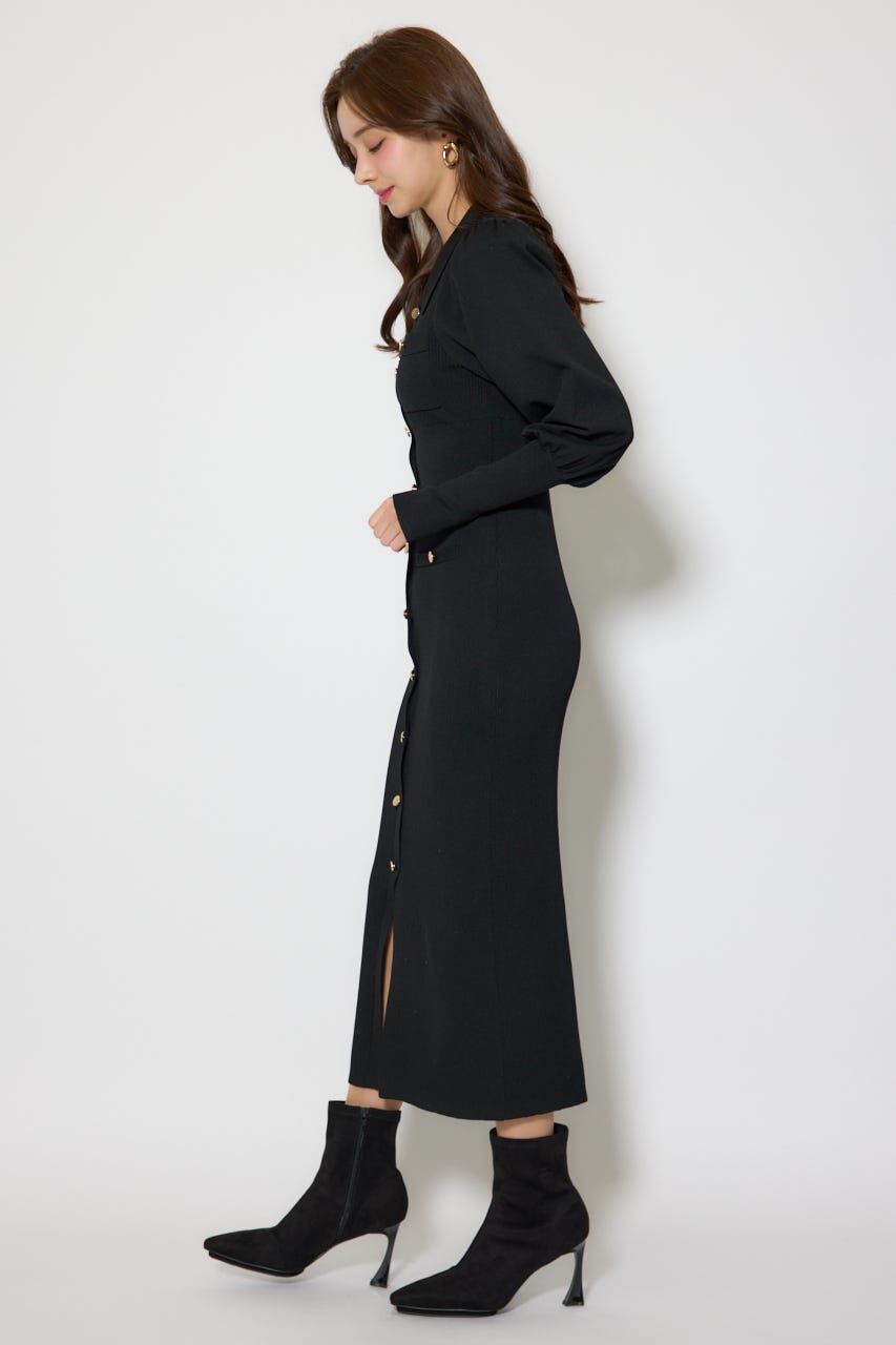 rienda「パフロングスリーブニットタイトワンピース」|ワンピース|