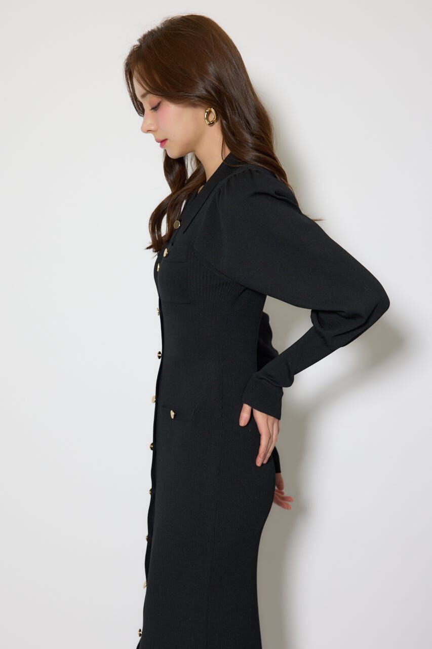 rienda「パフロングスリーブニットタイトワンピース」|ワンピース|