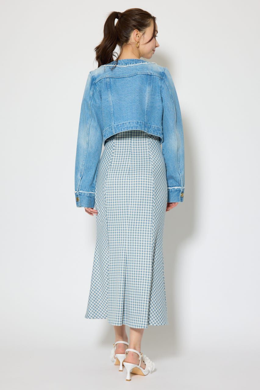 rienda「ノーカラーフリンジデニムジャケット」|デニムジャケット|