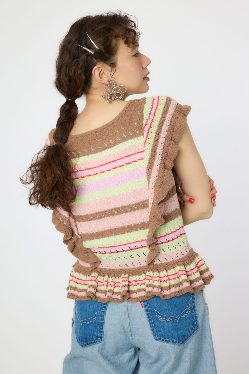 RODEO CROWNS「2WAYフリルクロシェニットトップス」|タンクトップ|