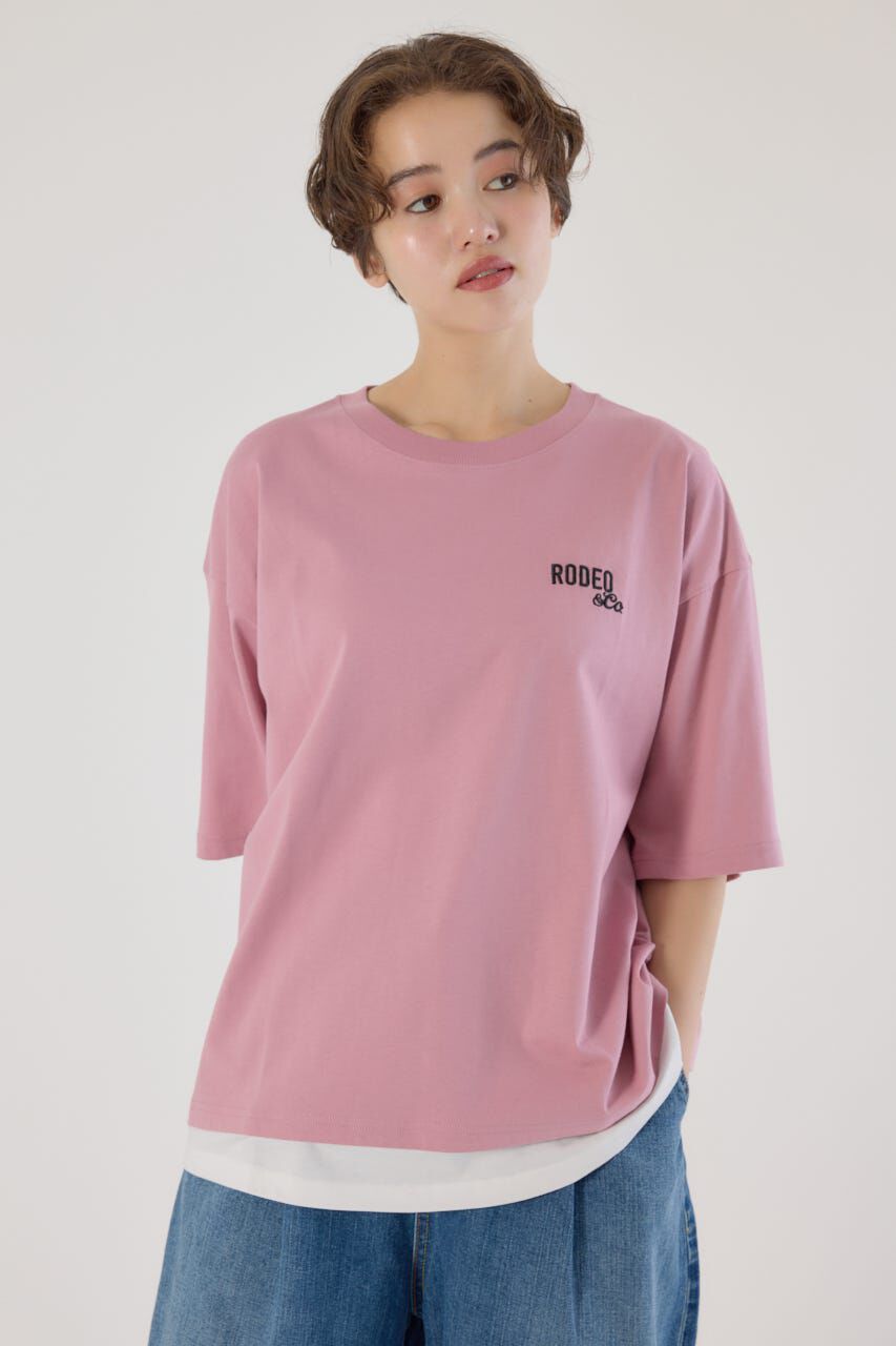 RODEO CROWNS「フェイクレイヤードスクリプトロゴ Tシャツ」|Tシャツ・カットソー|L/PNK1