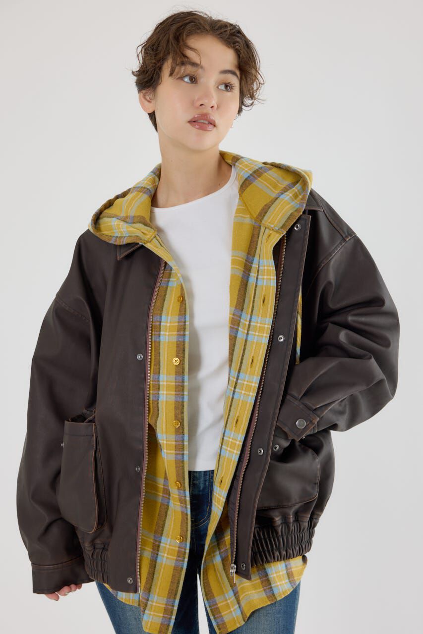 RODEO CROWNS「ヴィンテージフェイクレザーブルゾン」|その他|BRN