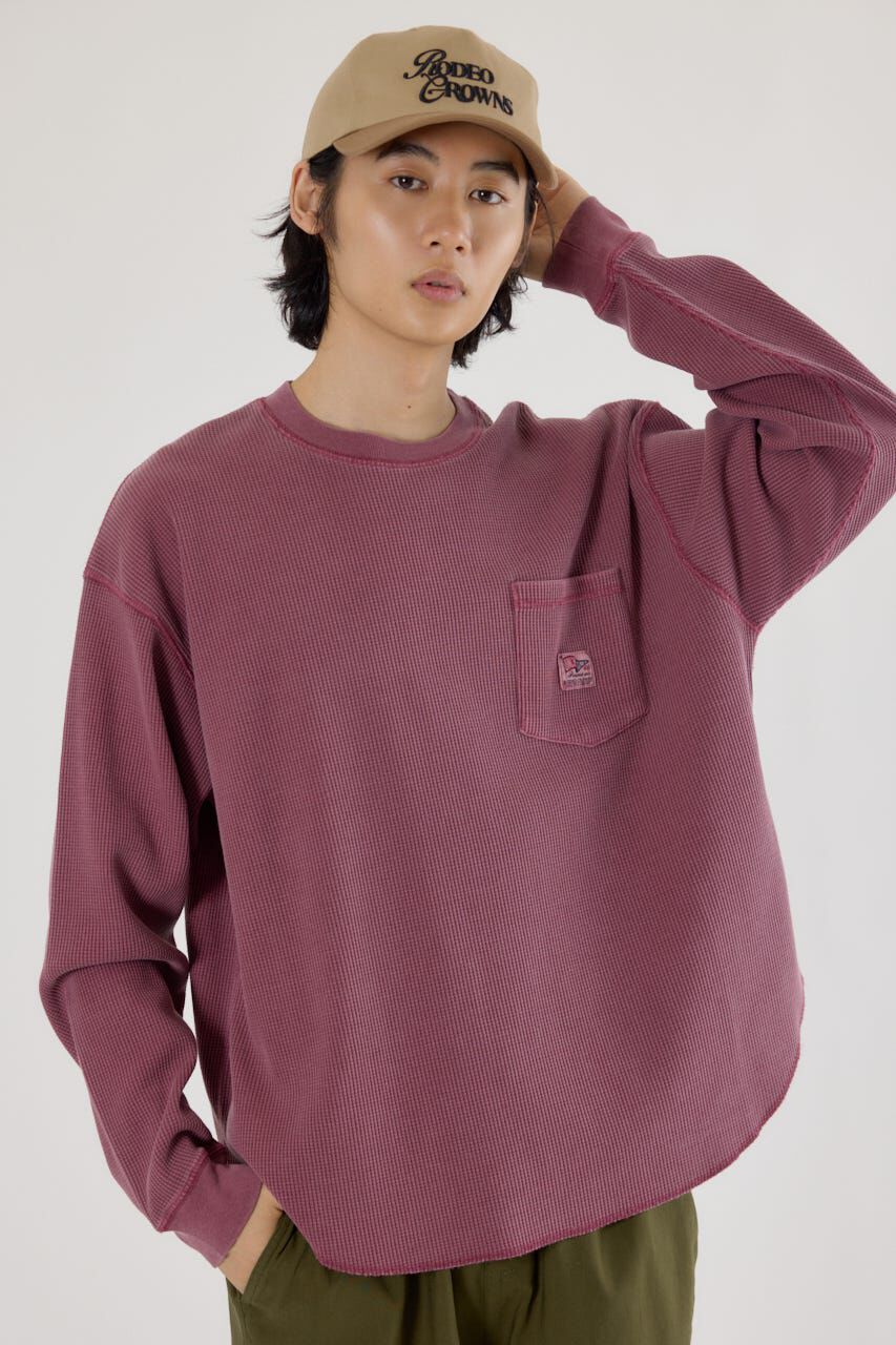 RODEO CROWNS「ピグメントワッフルトップス」|Tシャツ・カットソー|D/RED3