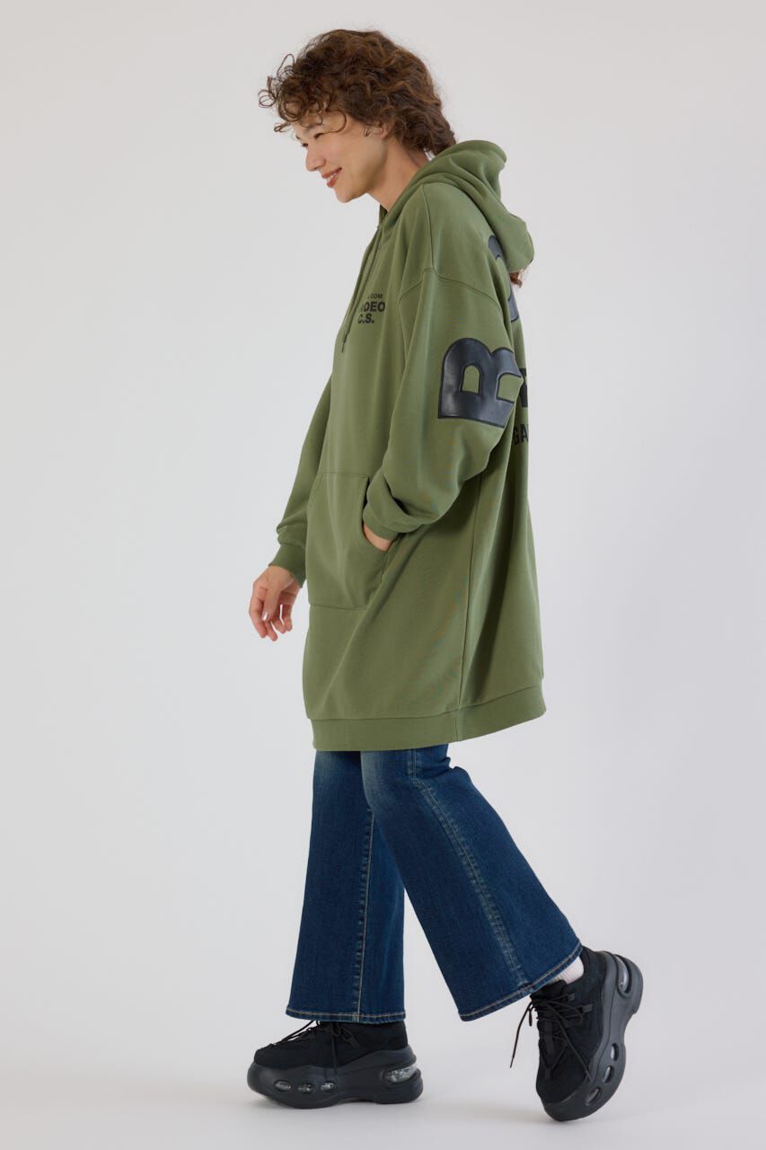 RODEO CROWNS「フェイクレザーパッチパーカーワンピース」|ワンピース|