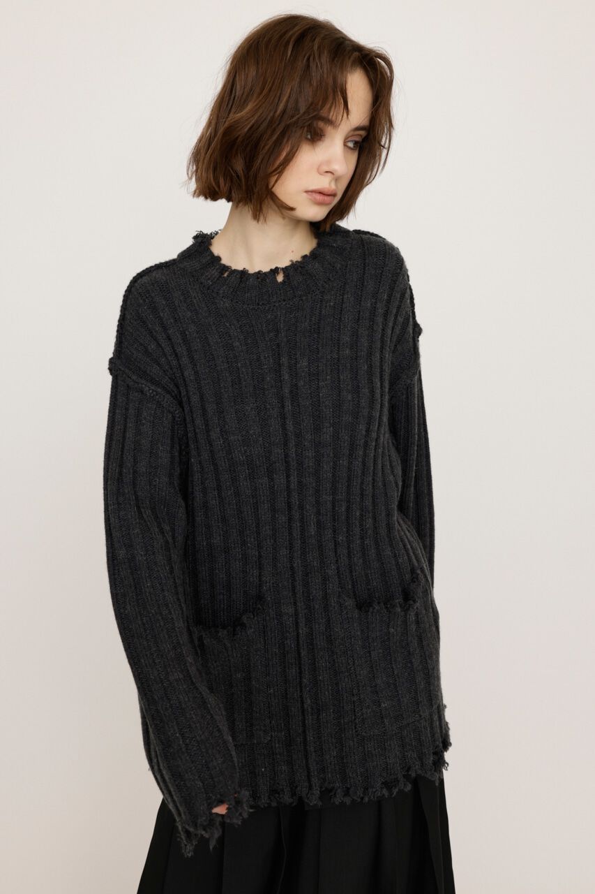 SLY「DAMAGED LG トップス」|ニット・セーター|T.GRY