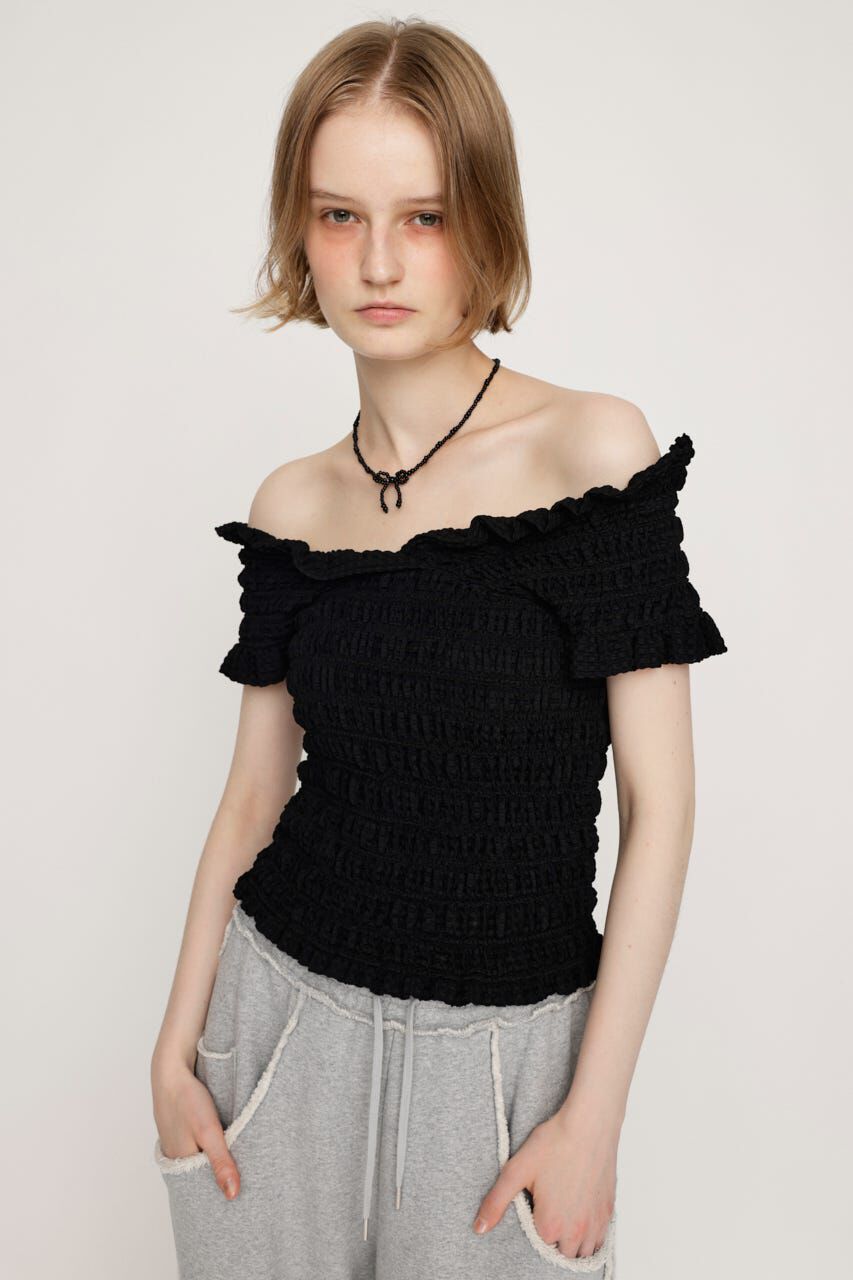 SLY「SHEER SHIRRING BUSTIER トップス」|その他|BLK