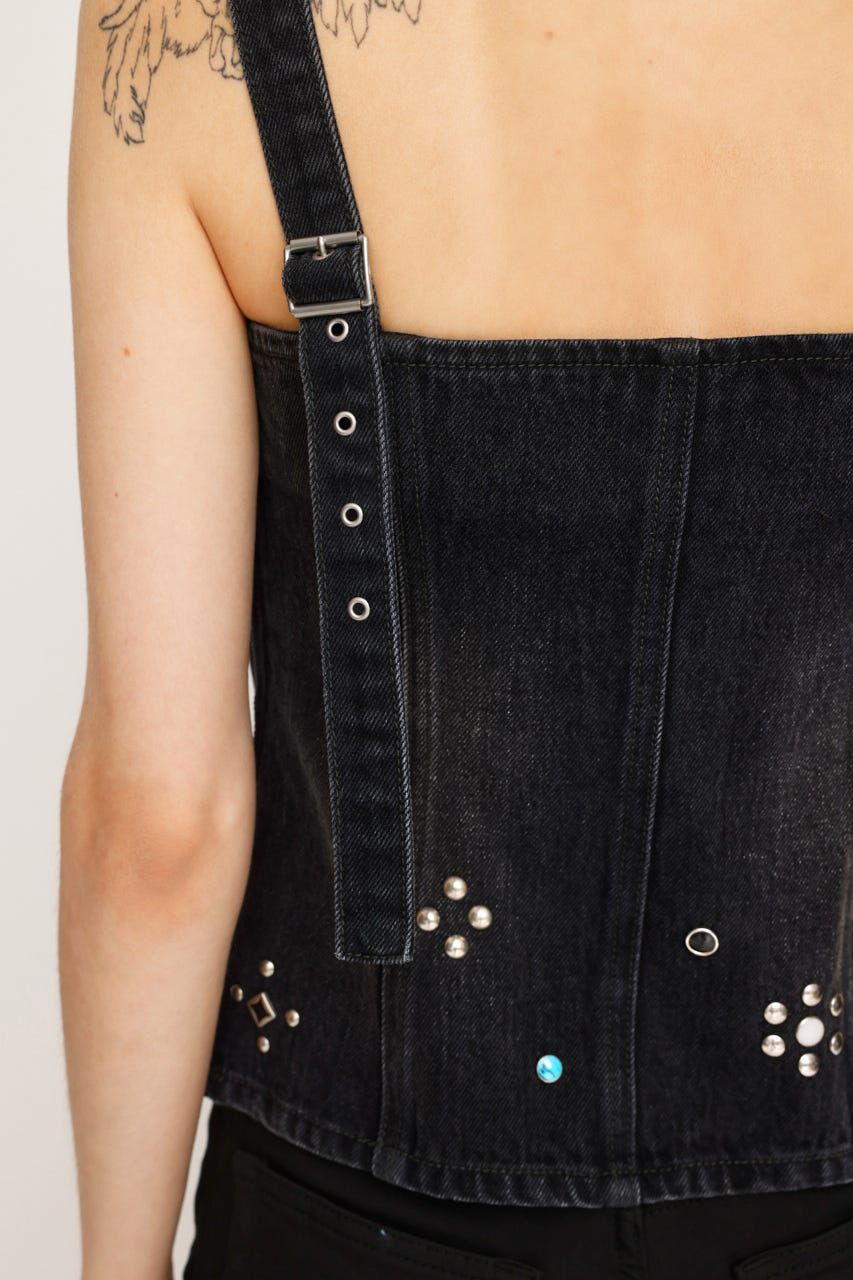 SLY「STUDS DENIM BUSTIER-E」|チューブトップ|
