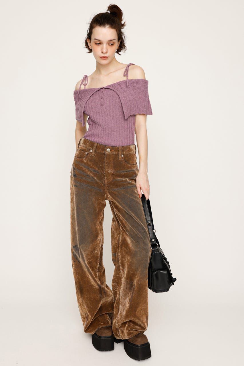 SLY「OFFSHOULDER RIB HG トップス」|ニット・セーター|