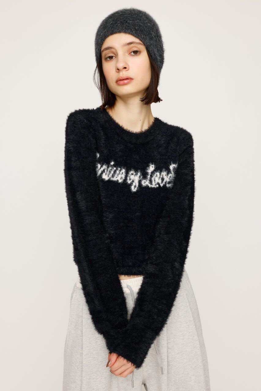 SLY「SHAGGY YARN LOGO C／N トップス」|ニット・セーター|