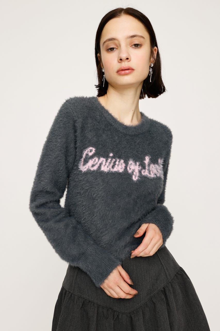SLY「SHAGGY YARN LOGO C／N トップス」|ニット・セーター|GRY