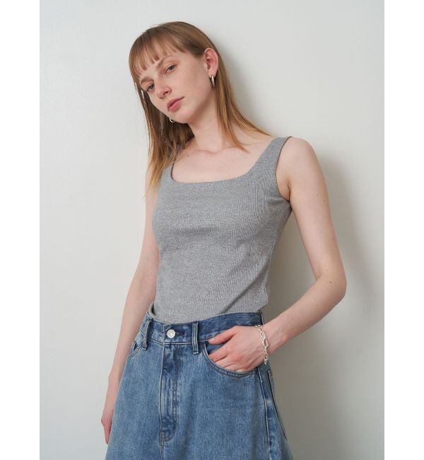 ELENDEEK「SQUARE NECK PAD TANK」|タンクトップ|シルバー