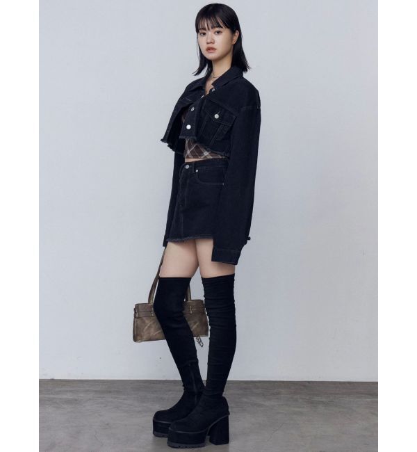 EMODA「ショートデニムブルゾン」|デニムジャケット|