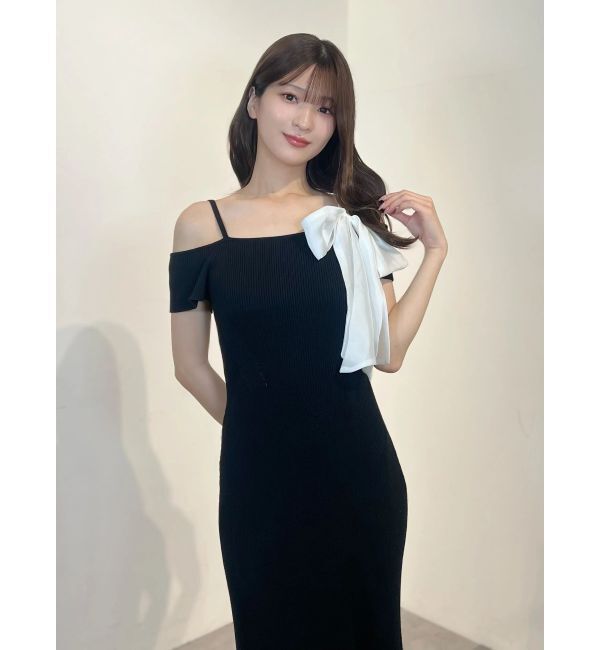 MERCURYDUO「ワンショルリボンティアードニットワンピース」|ワンピース|