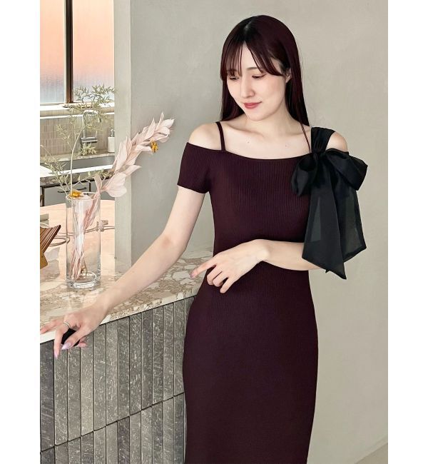 MERCURYDUO「ワンショルリボンティアードニットワンピース」|ワンピース|