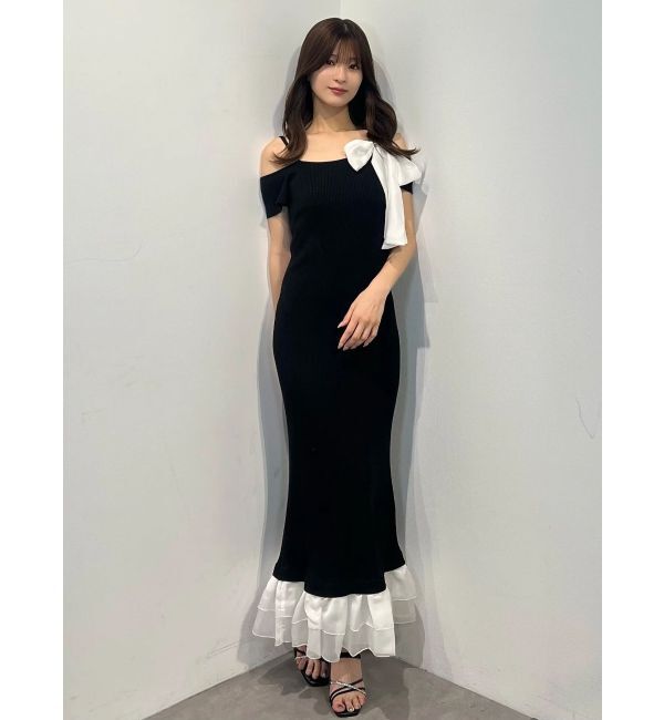 MERCURYDUO「ワンショルリボンティアードニットワンピース」|ワンピース|