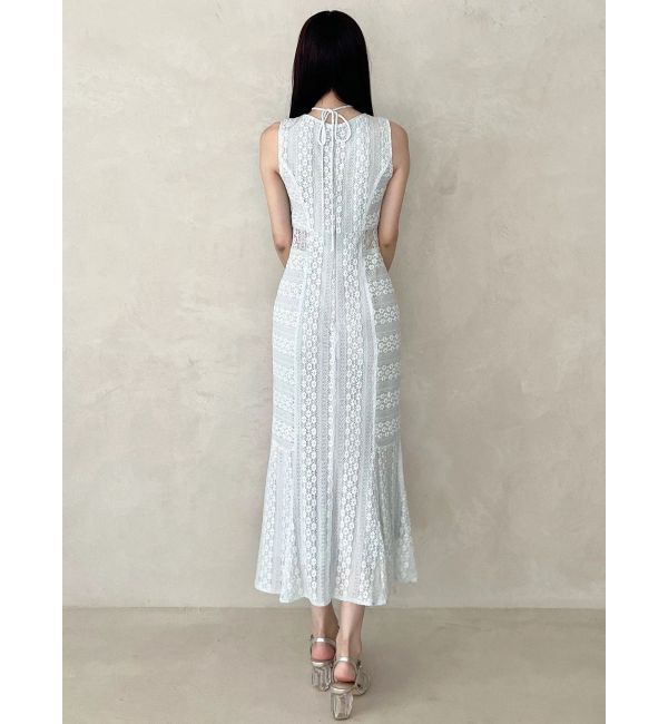 MERCURYDUO「カットレースブロッキングマーメイドワンピース」|ワンピース|