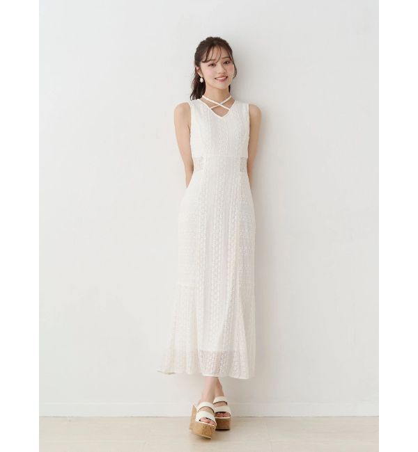 MERCURYDUO「カットレースブロッキングマーメイドワンピース」|ワンピース|