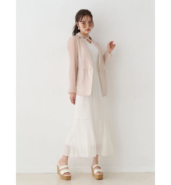 MERCURYDUO「カットレースブロッキングマーメイドワンピース」|ワンピース|