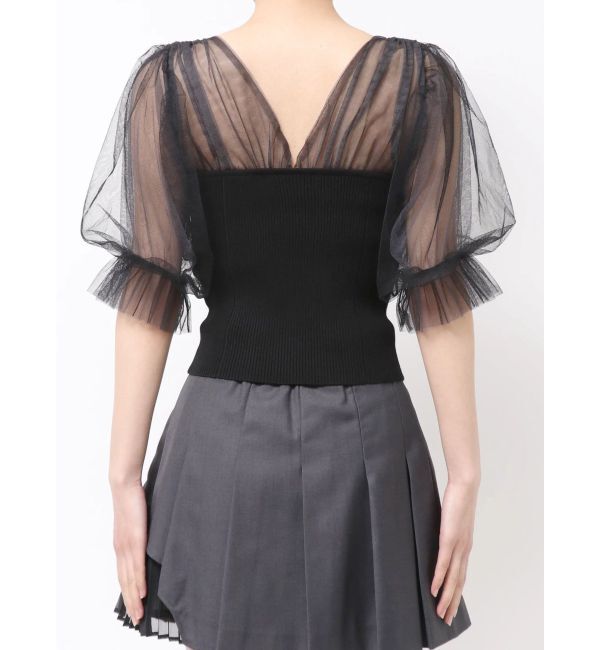 MERCURYDUO「チュールギャザー使いニット」|ニット・セーター|